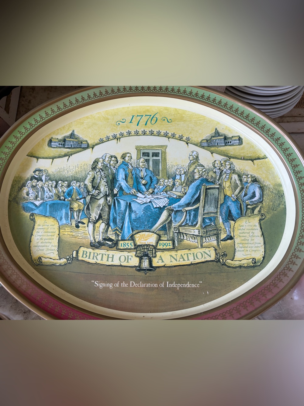 Decorative 'Birth of a Nation' Art Plate – Blue and Gold